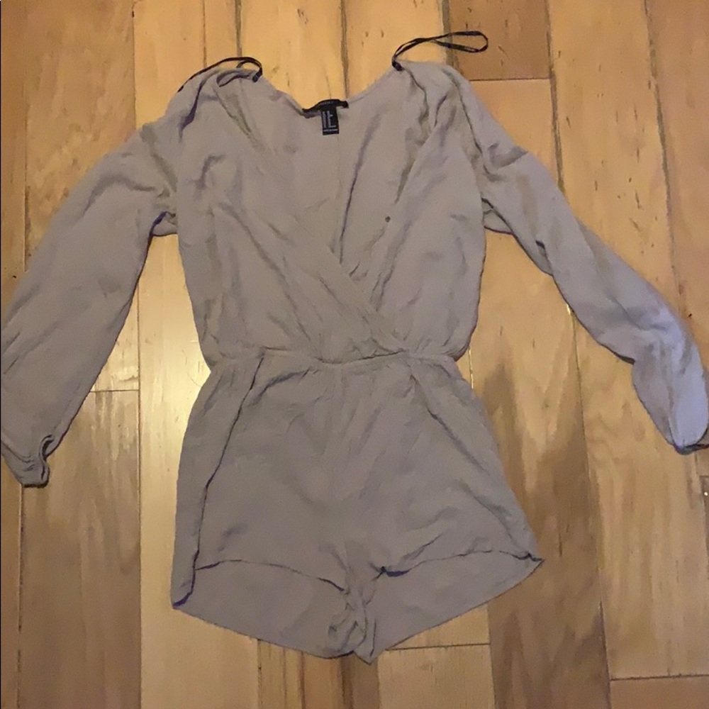 Tan low cut v neck romper